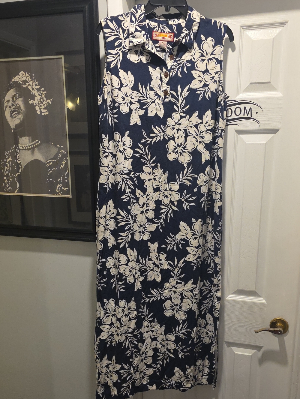 Caribbean Joe Navy and White Floral Maxi Dress
